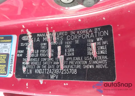 2011 Kia Soul + из США, поврежденный, VIN KNDJT2A2XB7255708